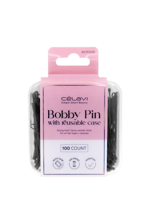Pack of bobby pins with reusable case by Célavi on a white background