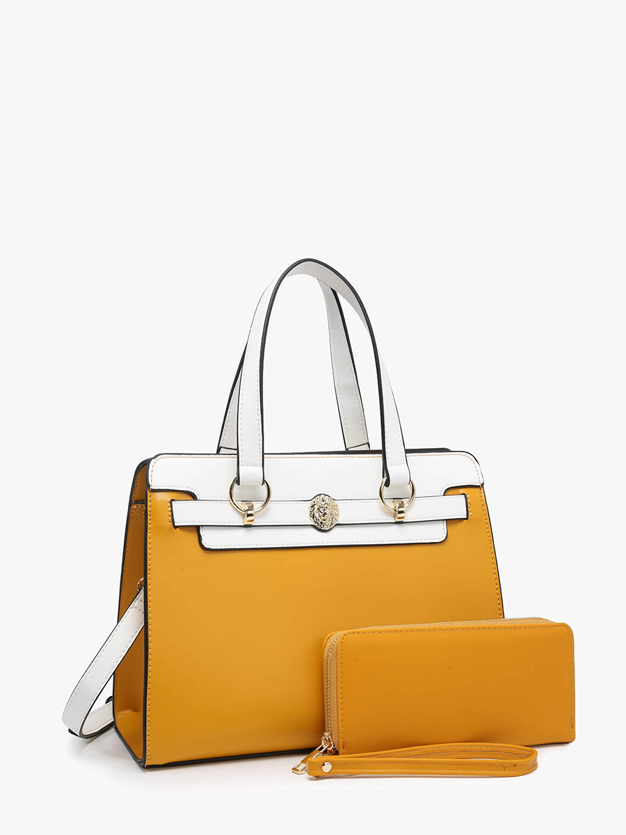 PP2048 Lexie Two-Tone Lion Satchel w/ Wallet