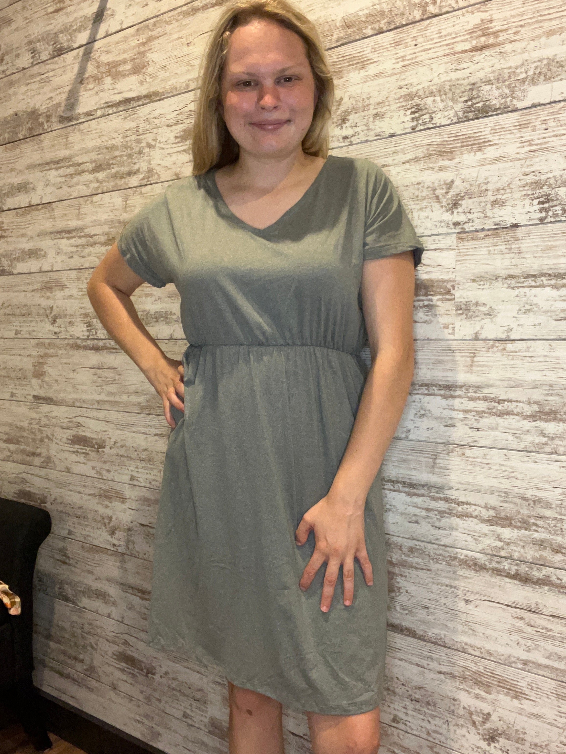 125- Gray Casual A-Line Dress