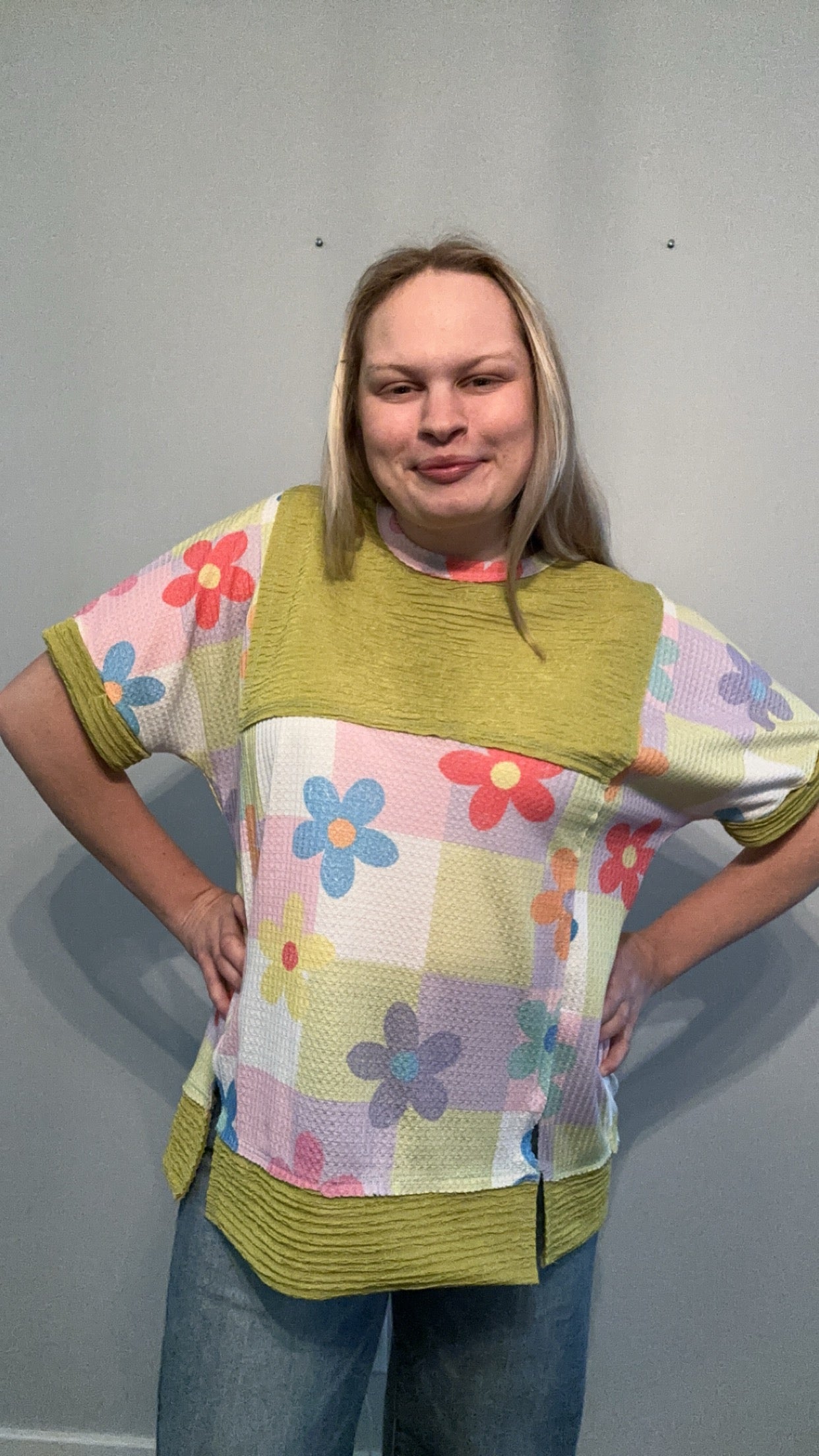 151 Chartreuse Floral Top