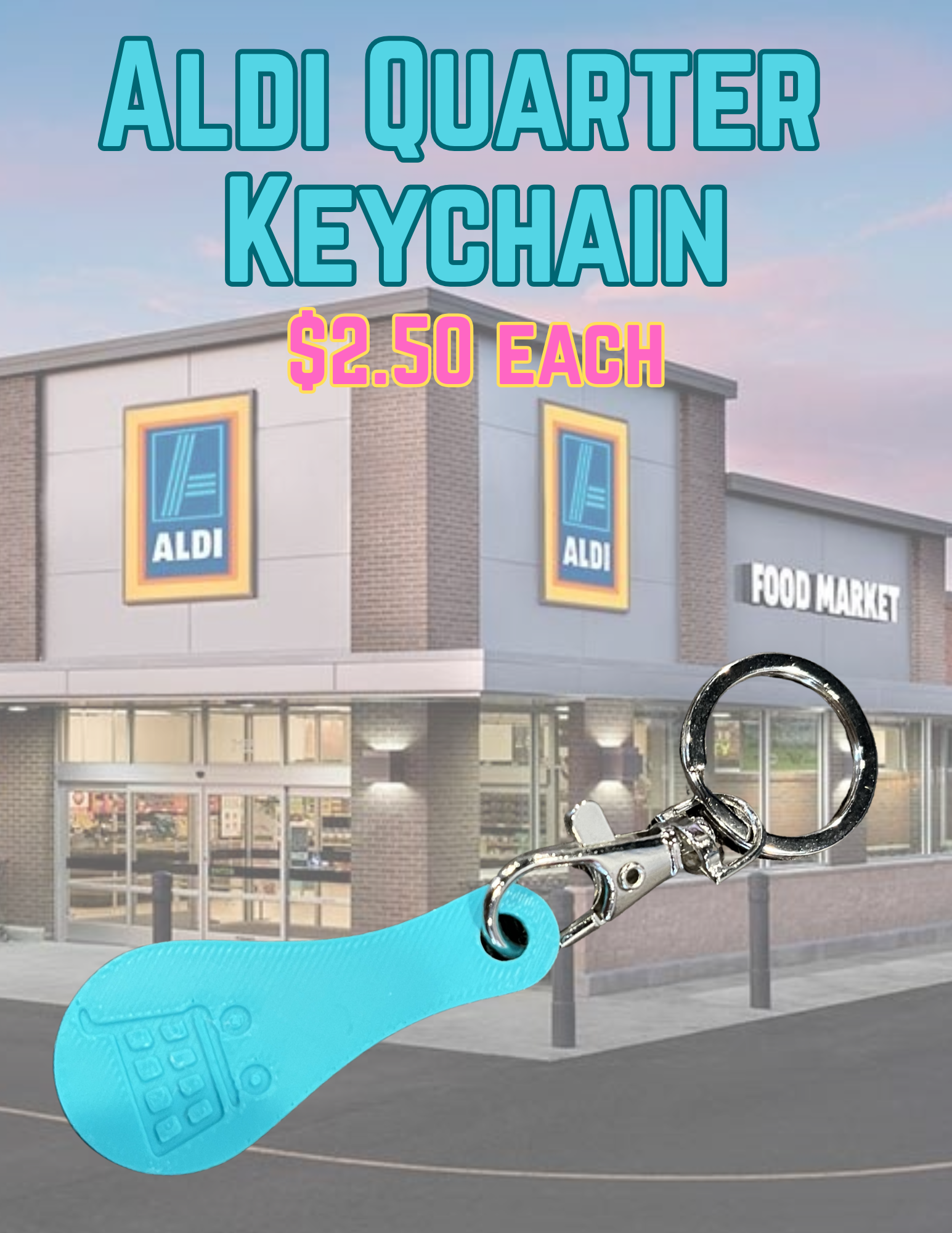 Aldi Cart Quarter Keychain