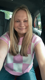 129- Checkered Pink Sweater