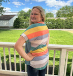 120- Back Contrast Teal Top