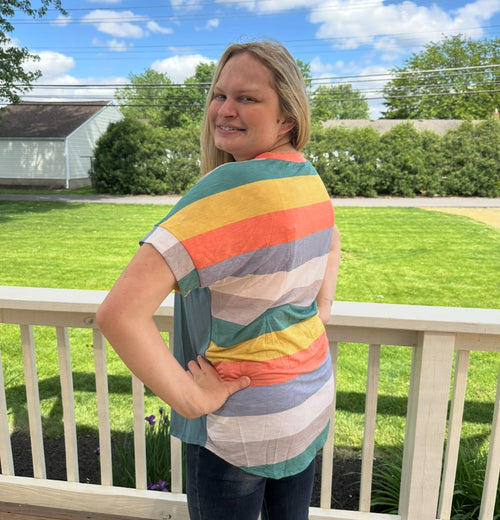 120- Back Contrast Teal Top
