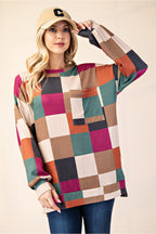 LONG SLEEVE CHECKERED TOP