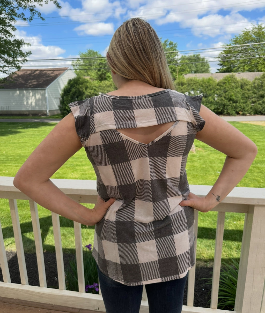 165 Gray V-Neck Open Back