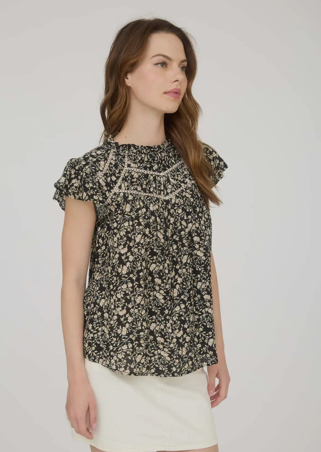 Floral Lace Yoke Blouse