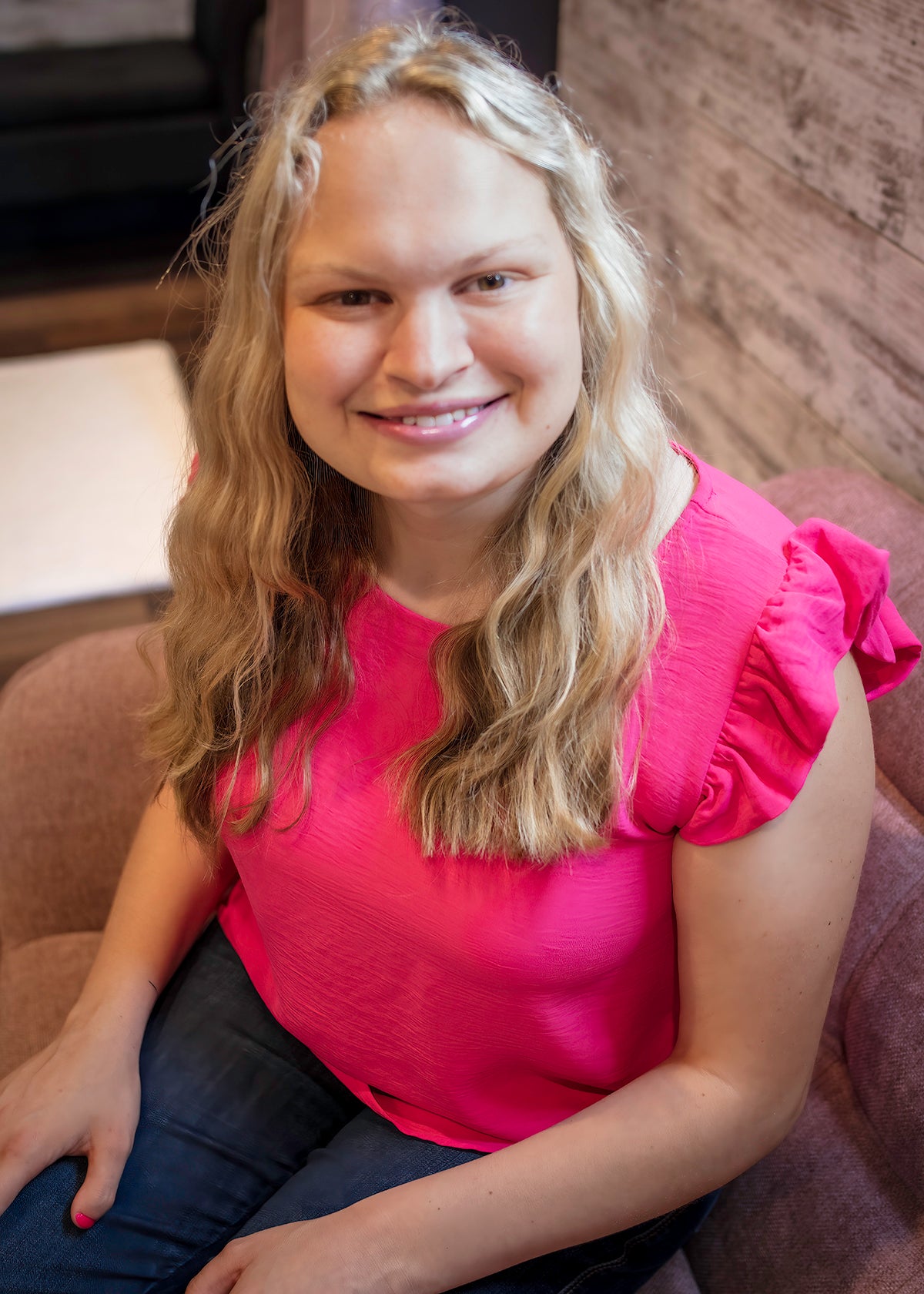 107- Hot Pink Ruffle Sleeve Blouse