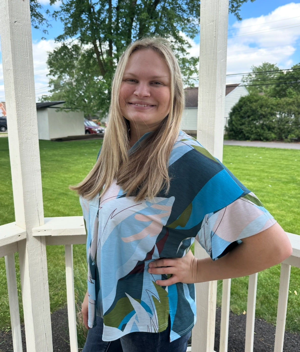 135- Blue Olive Blouse