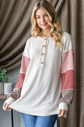 Oatmeal Color Blocking Long Sleeve Top