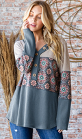 Color Blocking Floral Print