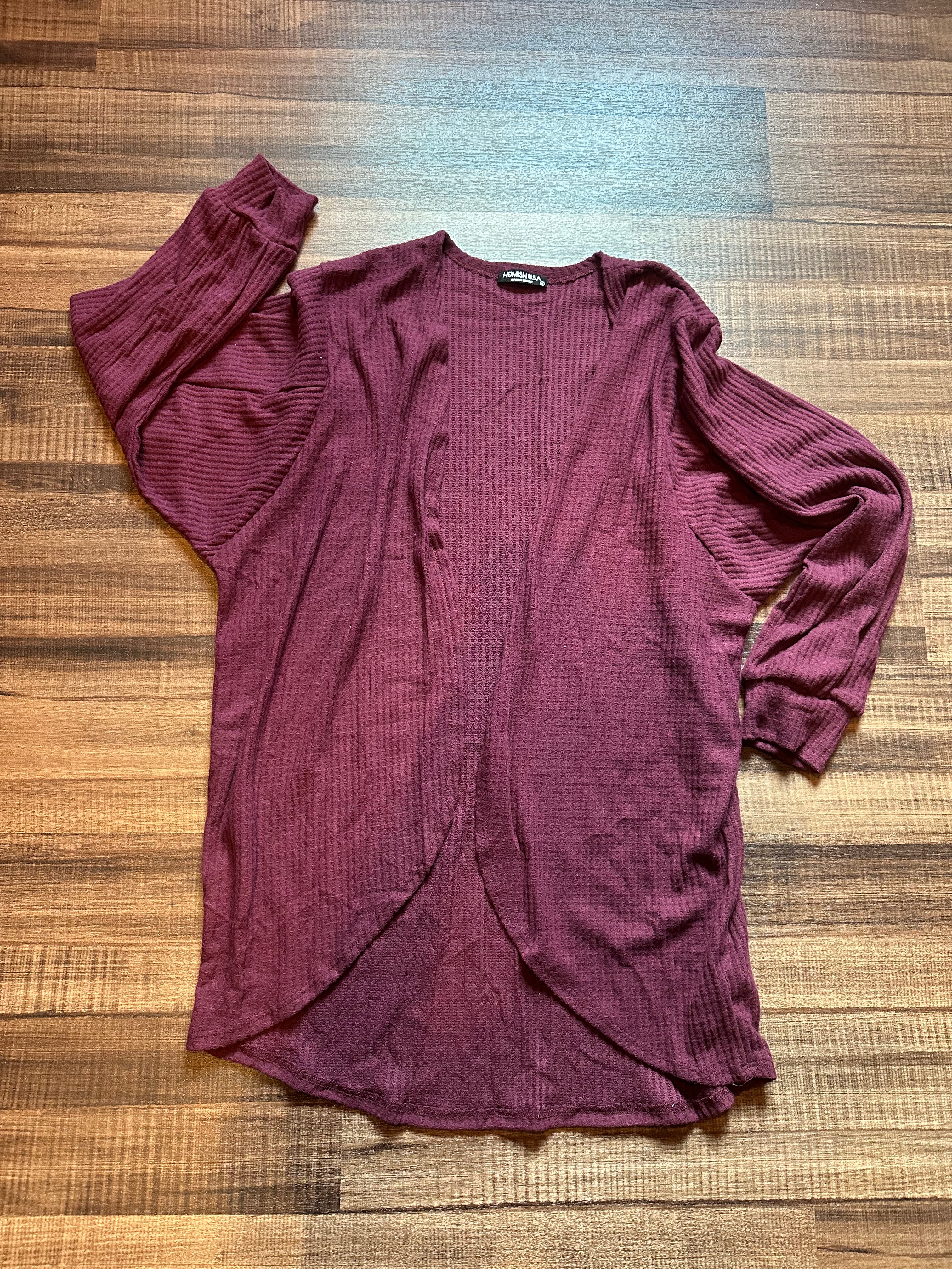 Maroon Waffle Cardigan