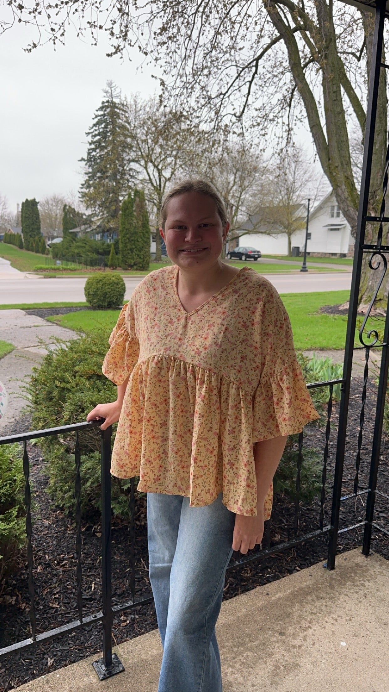 Pastel Yellow Floral Blouse