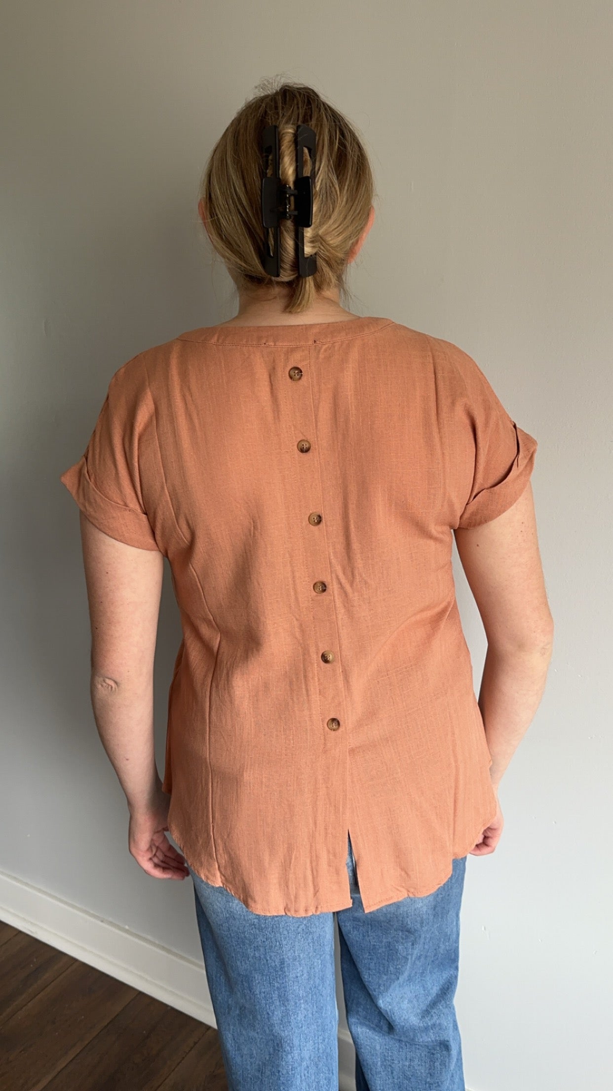 140 Coral Button Blouse