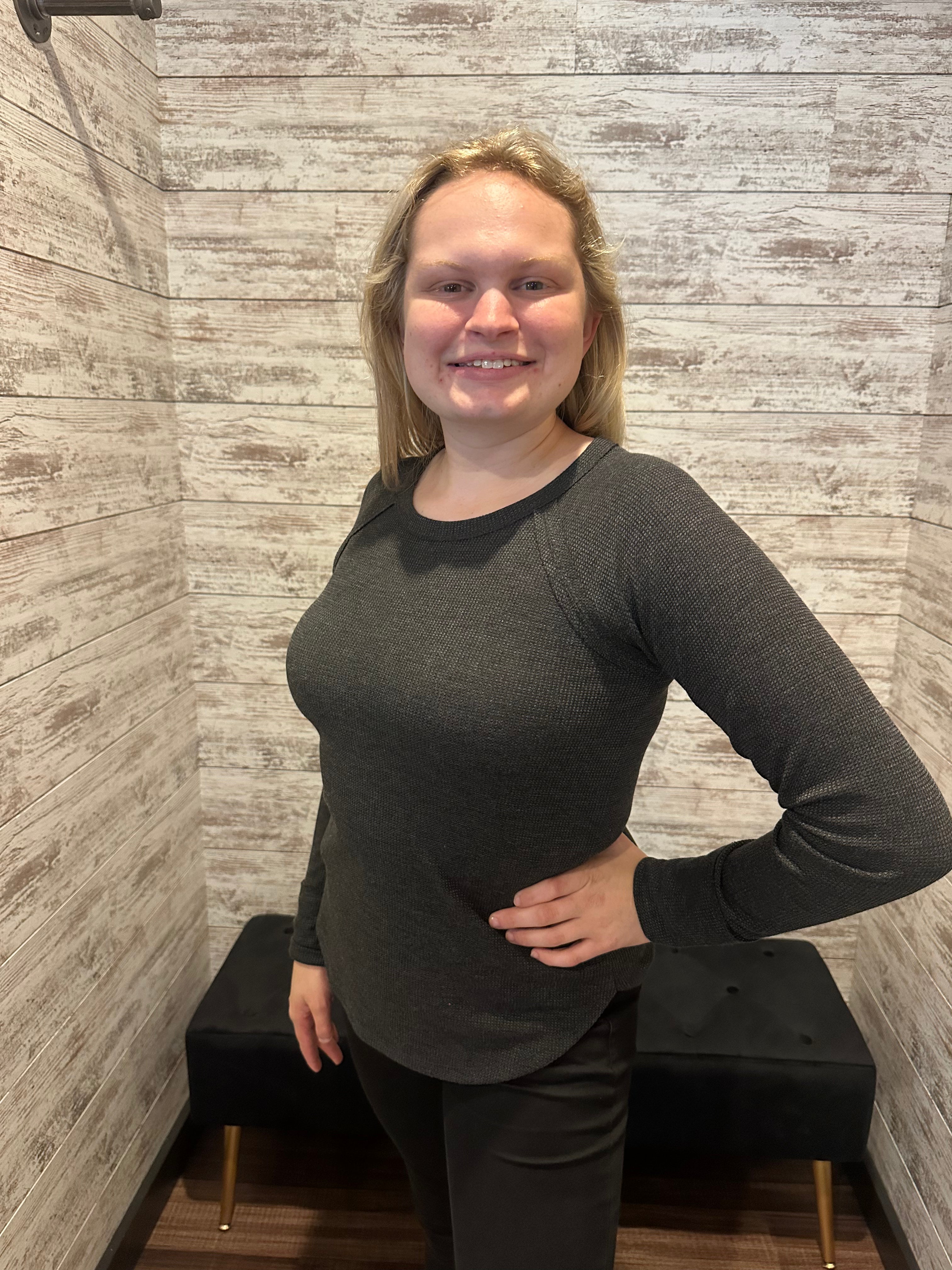 142, 150 Waffle Long Sleeve Tops