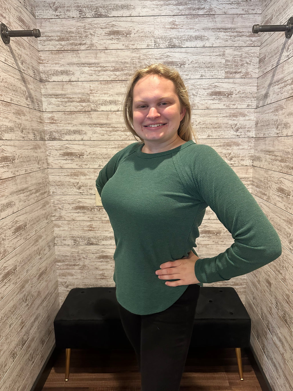 142, 150 Waffle Long Sleeve Tops