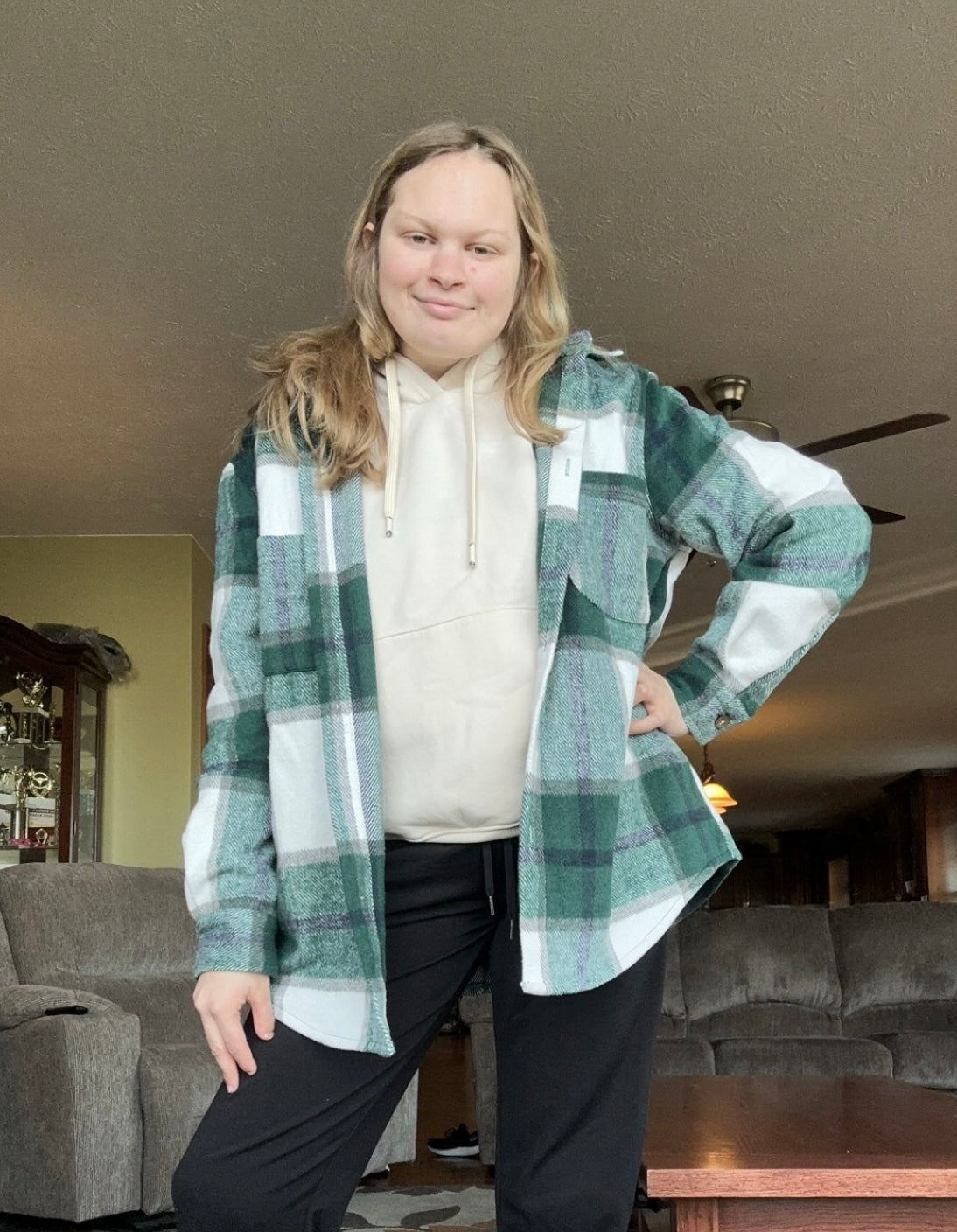 Hunter Green Flannel Shacket Large
