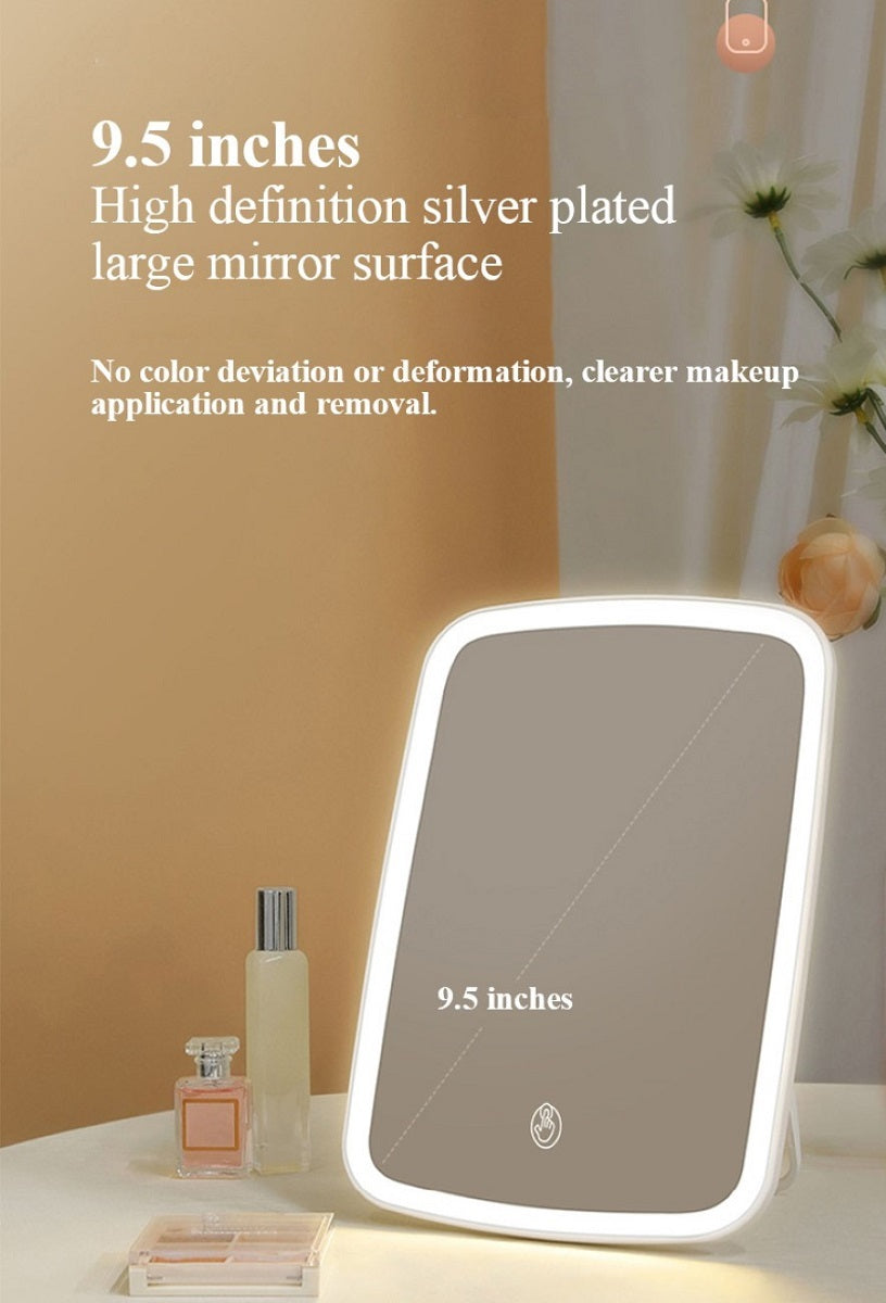 WHITE PORTABLE DESKTOP LED MAKEUP VANITY MIRROR