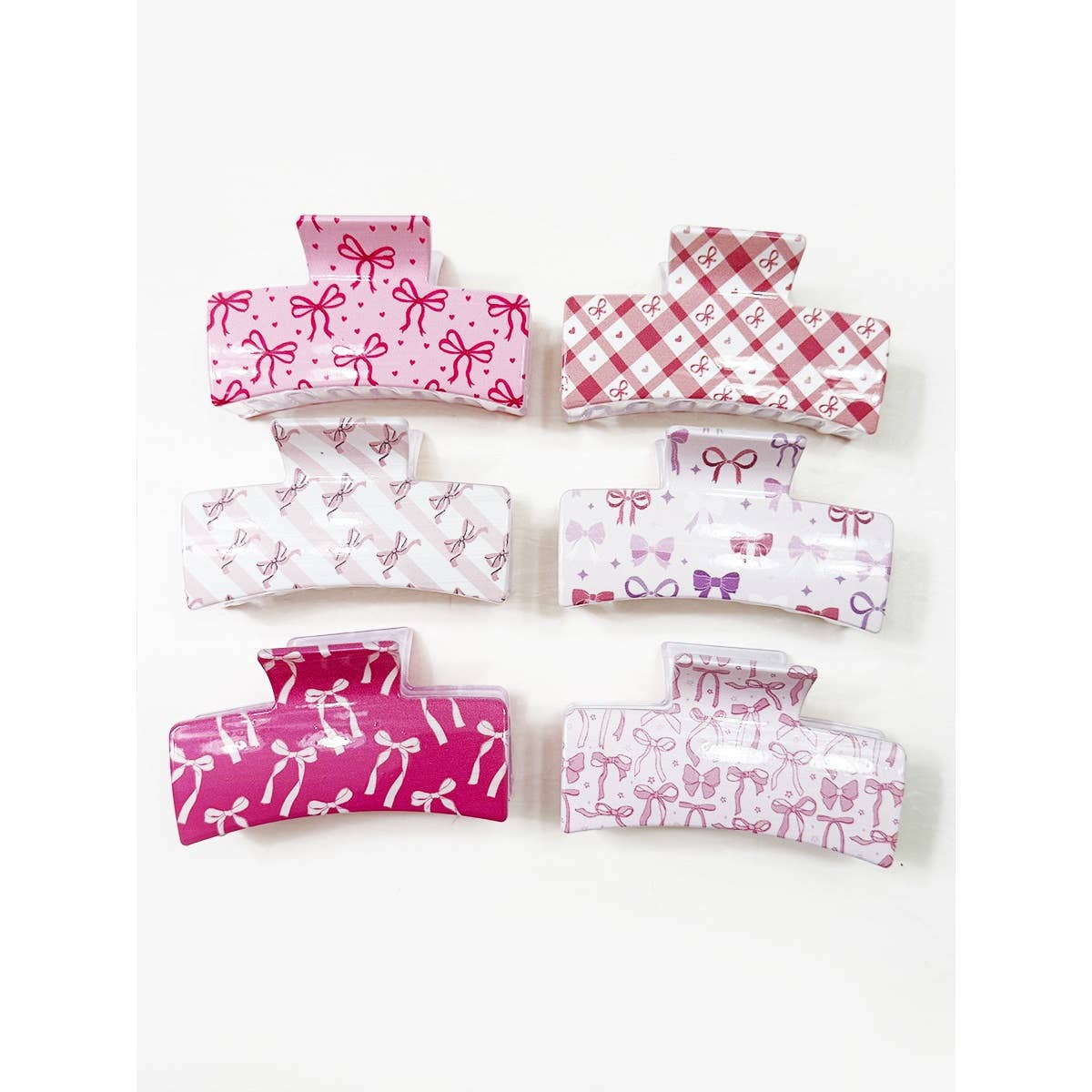 Bow Theme Printed Hair Claw Clips