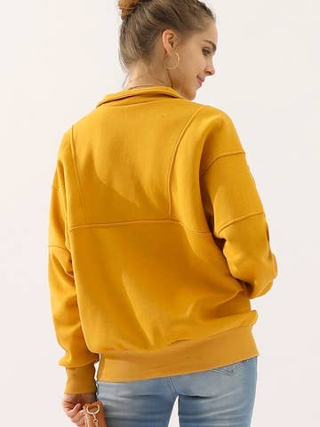 Zip neck Casual Long Sleeve Top