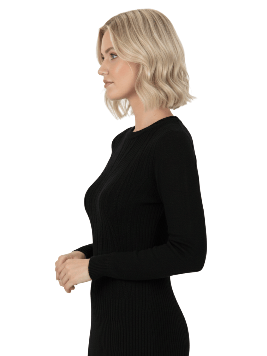 Sexy Cable and Ribbed Knit Stretch Sweater Dress