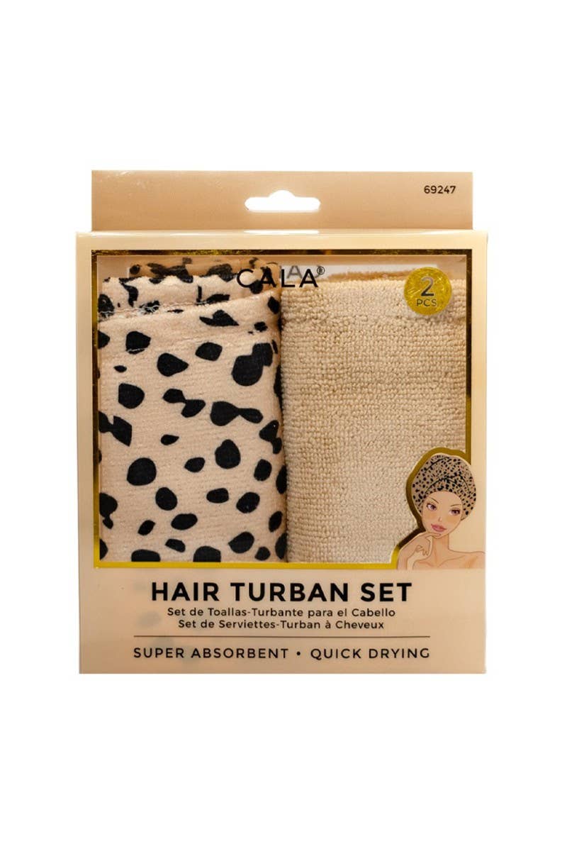 Cheetah/Beige 2pcs Hair Turban Set