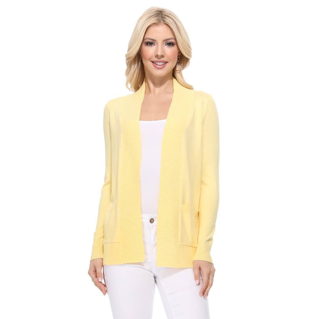 Long Sleeve Open Front Knit Shrug w/ Pocket Cardigan