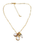 Gold necklace with pendant on a white background