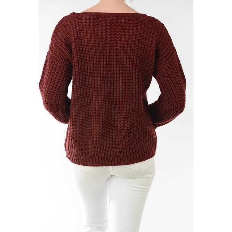 Leaf Crochet Detailed Rolled Up Sleeve Sweater