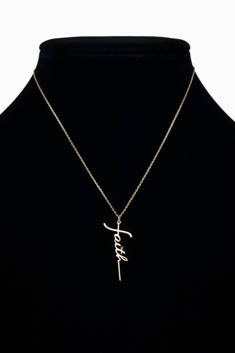 Brass Faith Letter Pendant Necklace
