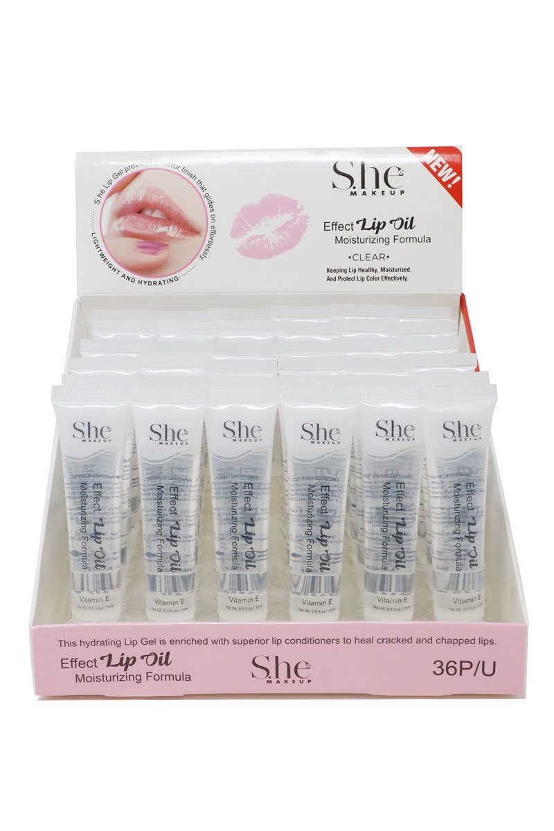 Makeup She LG07C Vitamin E Clear Lip Oil Gloss - 36pc