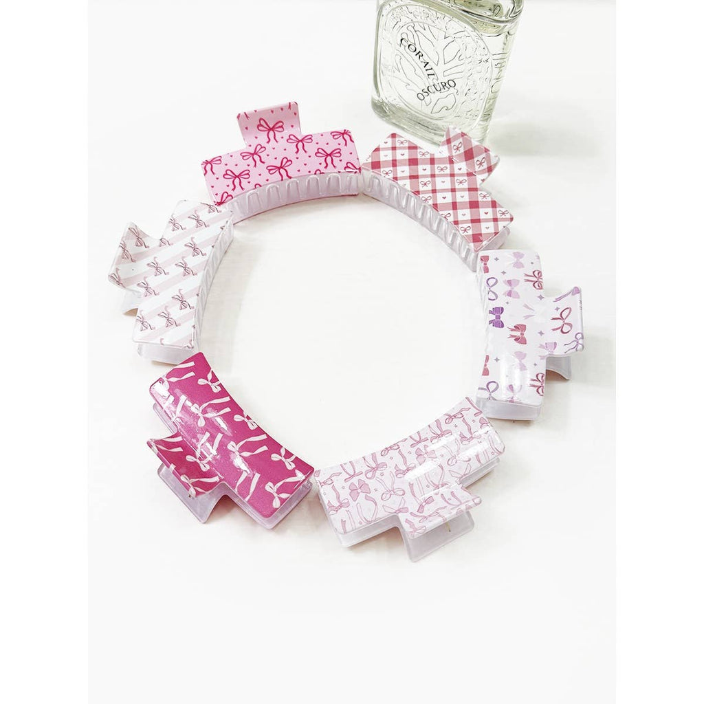 Bow Theme Printed Hair Claw Clips