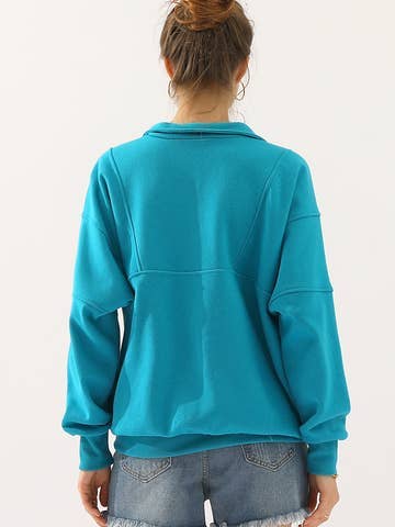 Zip neck Casual Long Sleeve Top
