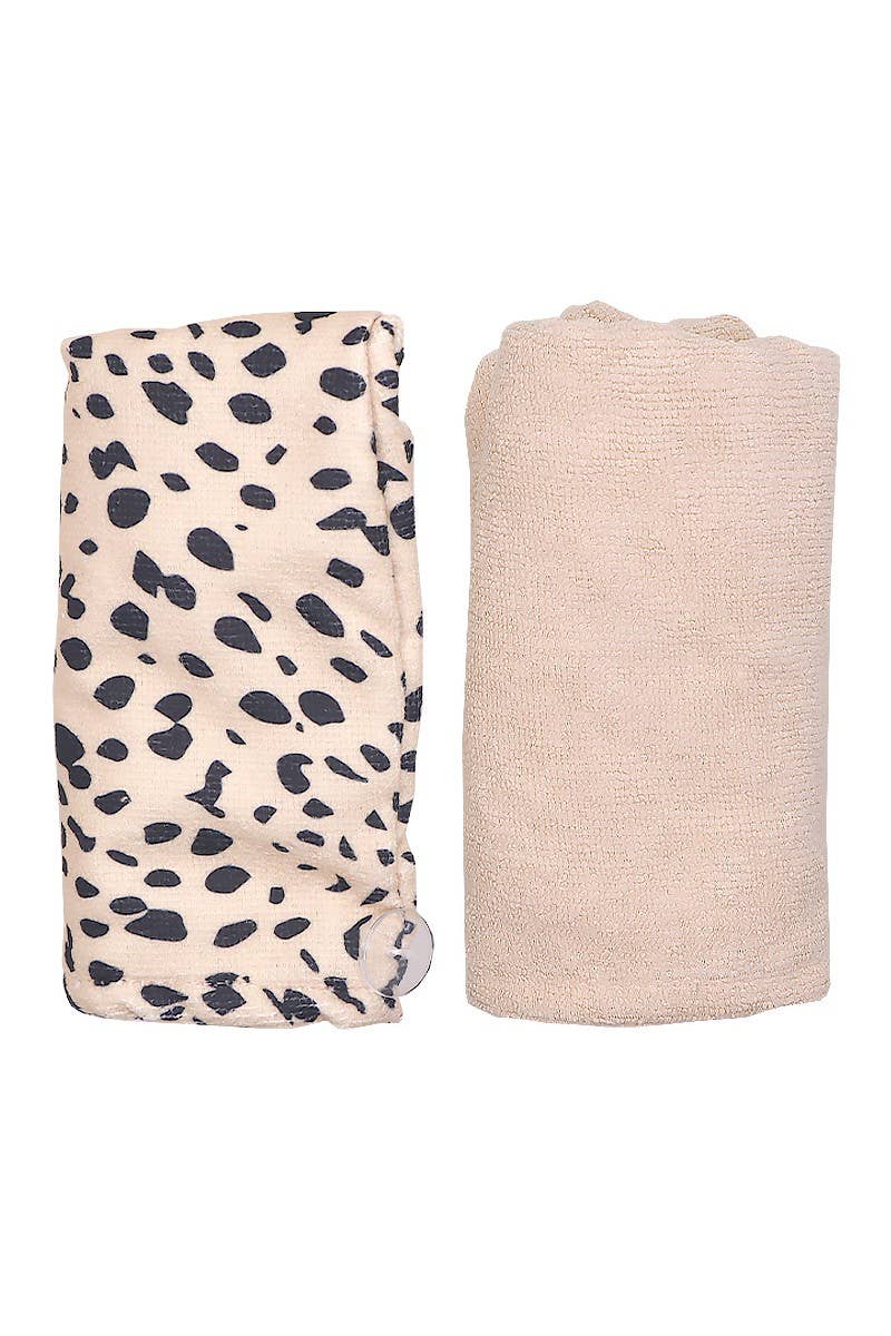 Cheetah/Beige 2pcs Hair Turban Set