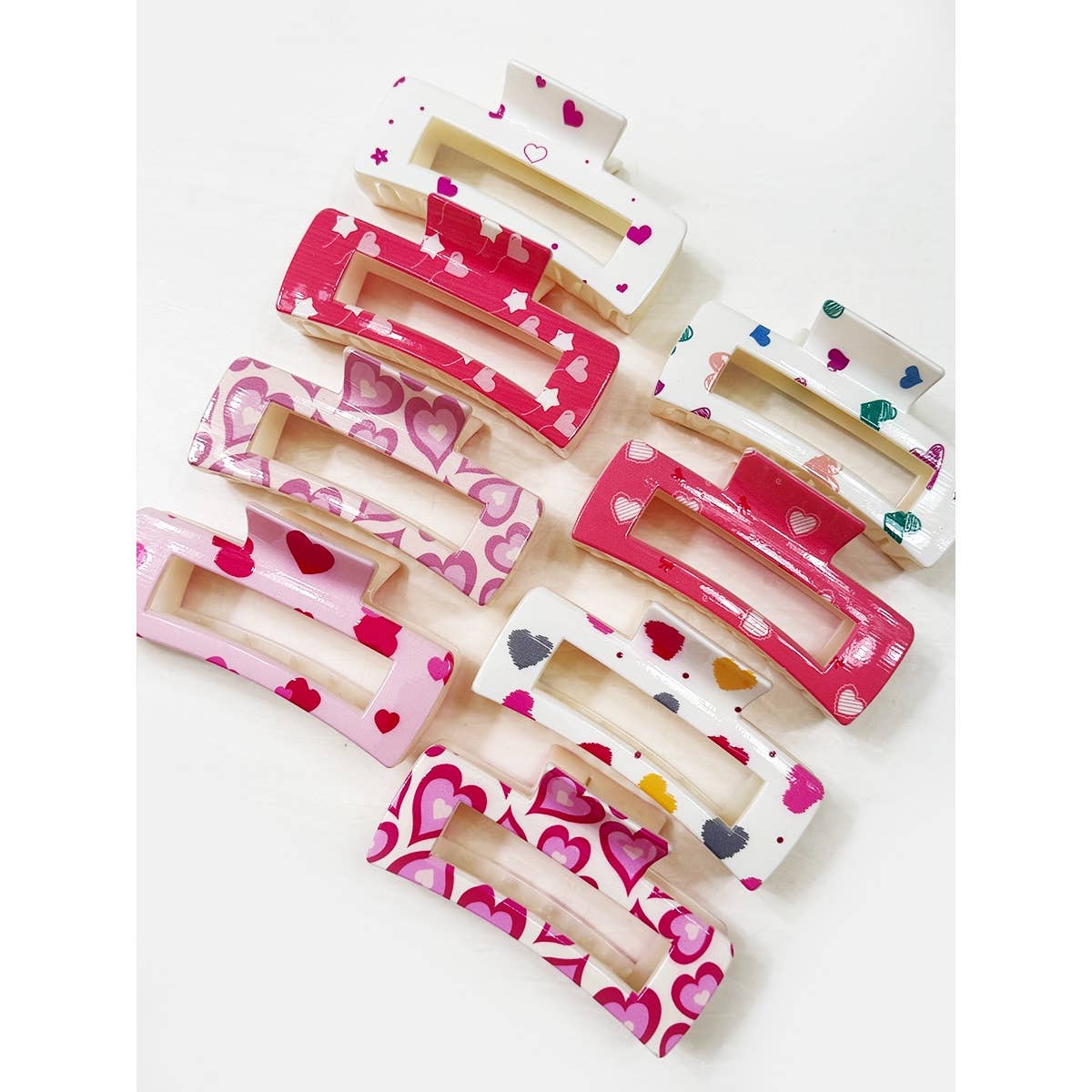 Valentines Theme Heart Printed Hair Claw Clips