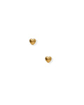 Two gold heart-shaped earrings on a white background